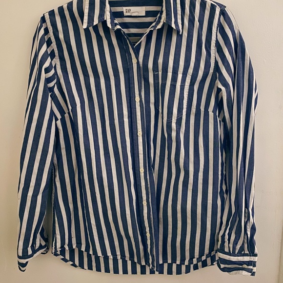 Gap Blue White Chambray Striped Button Down - Picture 5 of 6